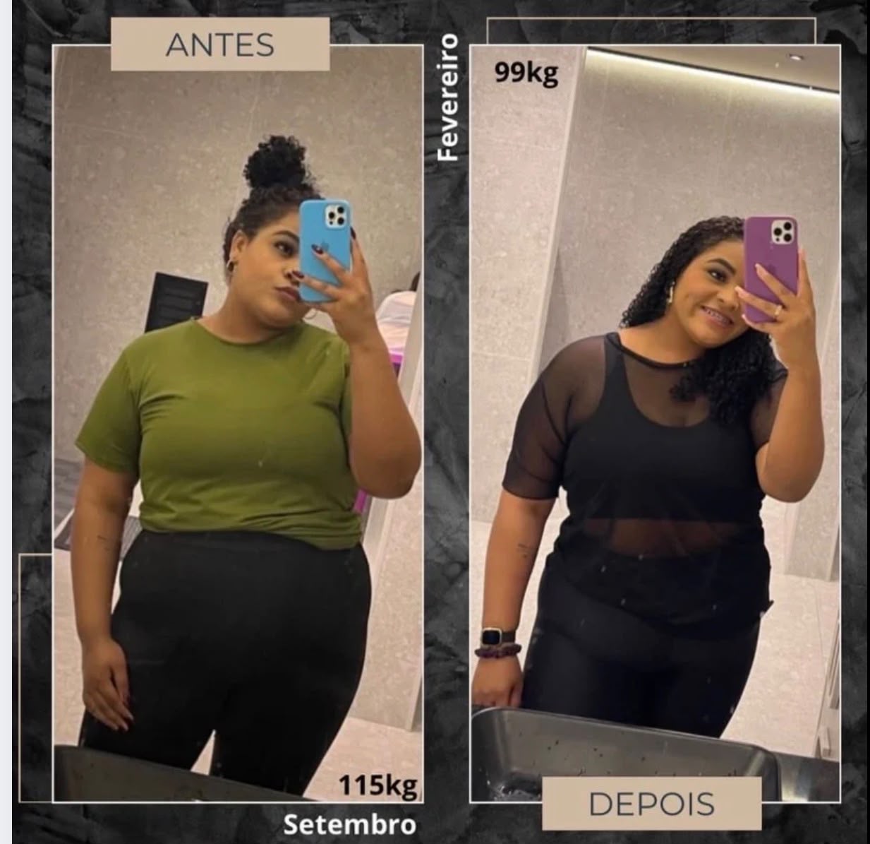 Resultado de aluna: antes e depois